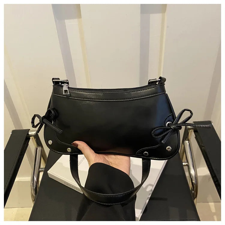 Nouveau sac sous le bras tendance, sac à bandoulière pour femmes, sac à main avec double nœud doux, sac pour dames, style rétro, sac à épaule féminin à motif léopard.