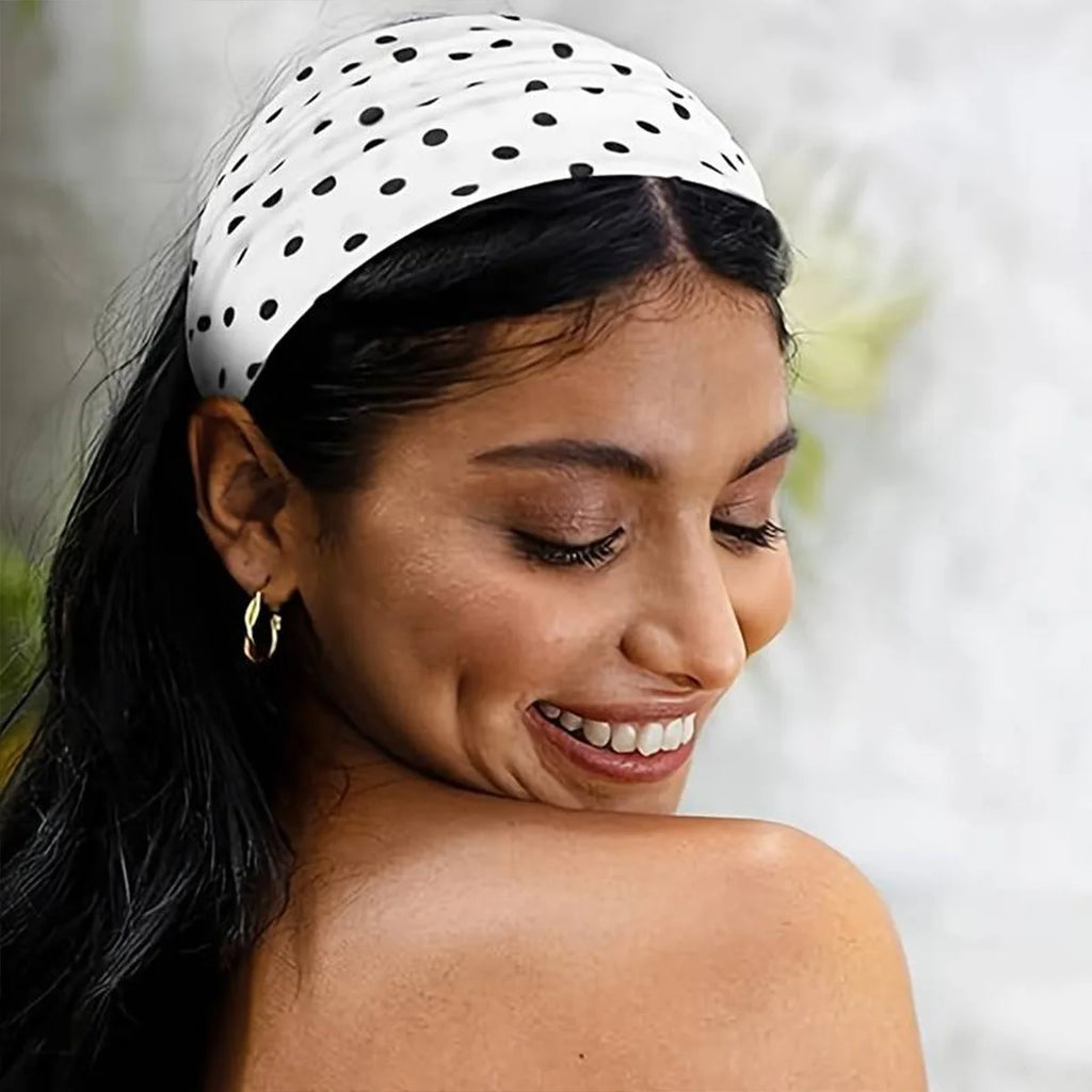 Bandeaux larges pour femmes, style Y2K Rétro Bohème, extensibles à pois, mode coréenne Ins, pour le yoga, le sport et les sorties, accessoires capillaires