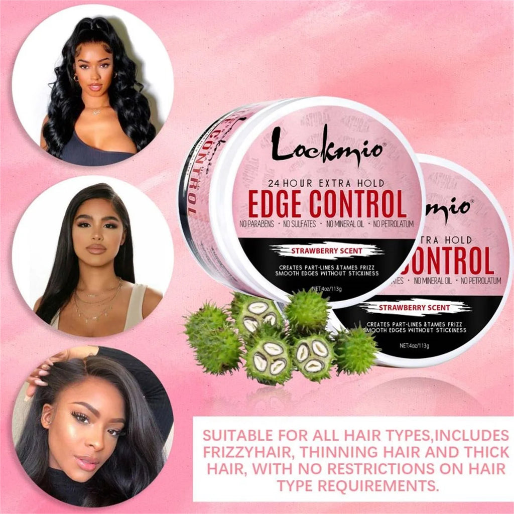 Cire coiffante LOCKMIO 4oz pour femmes, gel fixateur pour franges, crème de finition pour cheveux naturels 4C et perruques, pommade coiffante pour la ligne des cheveux