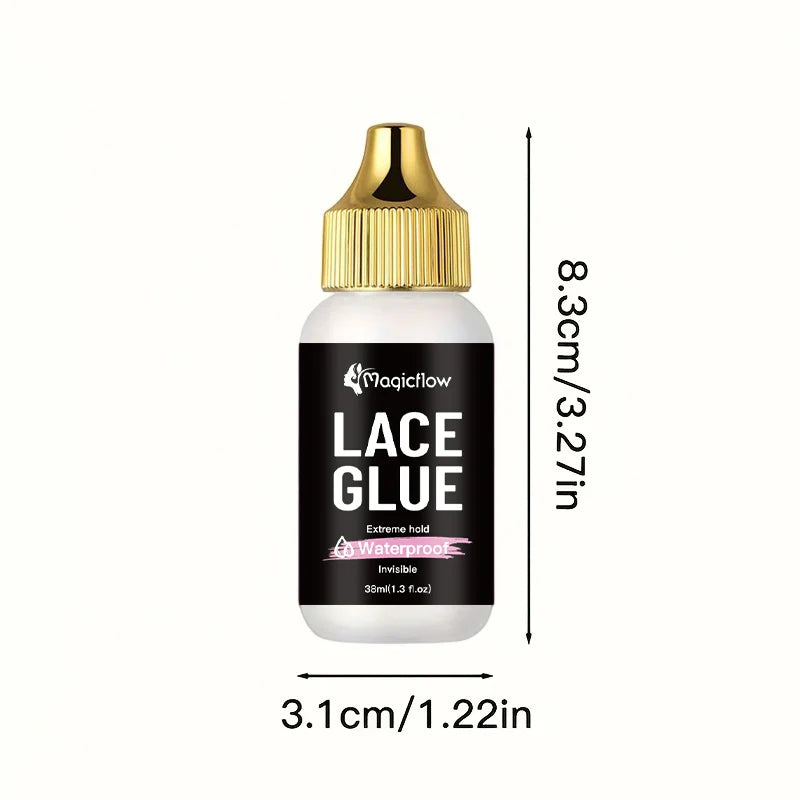 Colle pour perruque en dentelle imperméable, 38ml/1.03fl.oz, tenue extrêmement invisible, séchage rapide et retrait facile, adhésif pour cheveux sans odeur pour perruques