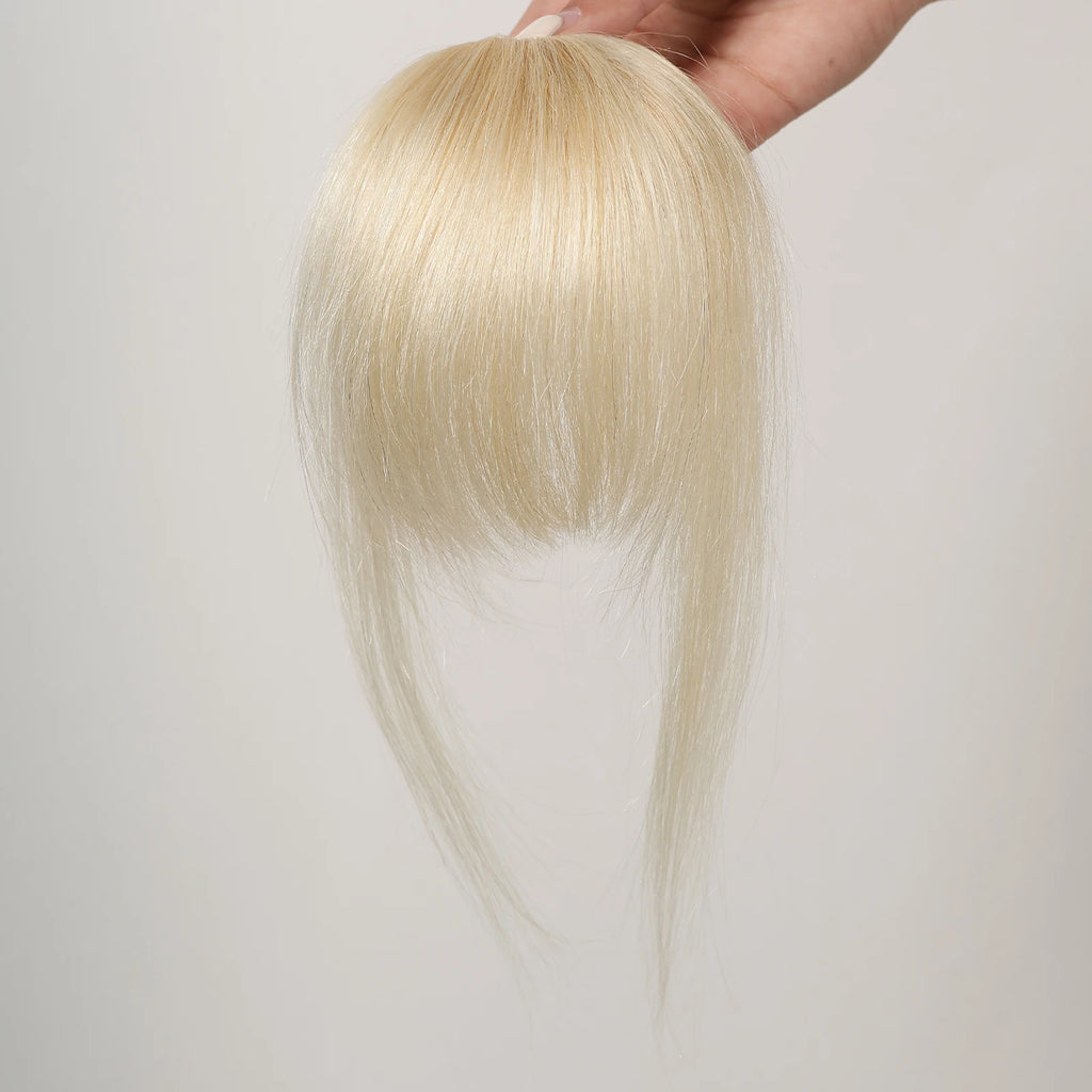 100% cheveux humains frange Clips dans Air frange frange postiche pour femmes platine blond Remy cheveux humains frange Extension de cheveux 4.5 pouces