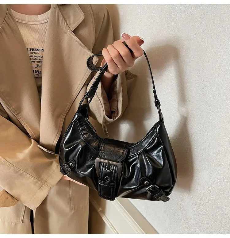 Y2K – sac à bandoulière Hobo plissé rétro pour femmes, pochette sous les bras de Style Maillard, pour voyage, travail, Shopping, offre spéciale
