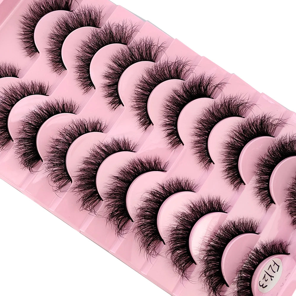 10 paires de vison croisée simulation handmade false cils cils maquillage nude naturel 3D yeux bouclés en désordre