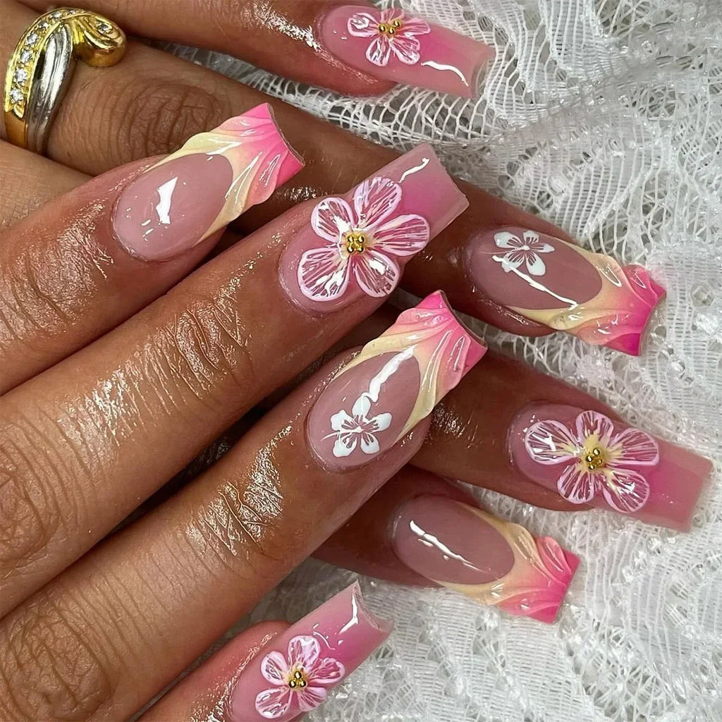 Faux Ongles Longs Bruns N64.Glitter Ballet Wearable, Design Français, Presse Complète sur Nail Ins, Nail Tips Art, 24Pcs