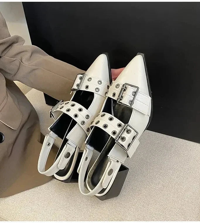 Sandales pour femmes femmes pointu Rivet chaussures simples 2025 été ballerines antidérapantes femmes plate-forme femmes sandales Zapatos De Mujer