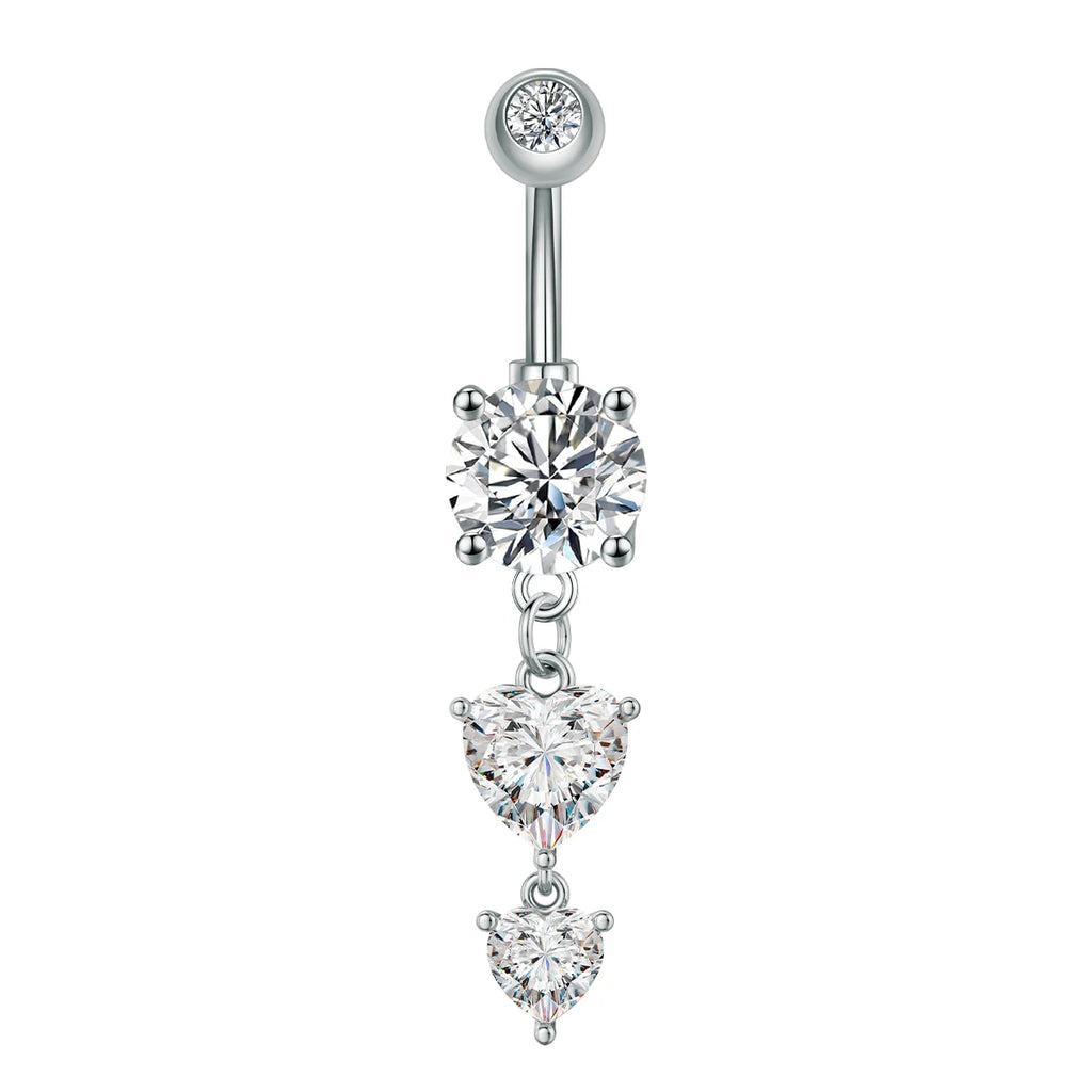Anneaux de nombril série couleur or, carillon éolien, fleur pendante, cœur, anneau de ventre en acier inoxydable, bijoux de perçage de nombril, 1 pièce