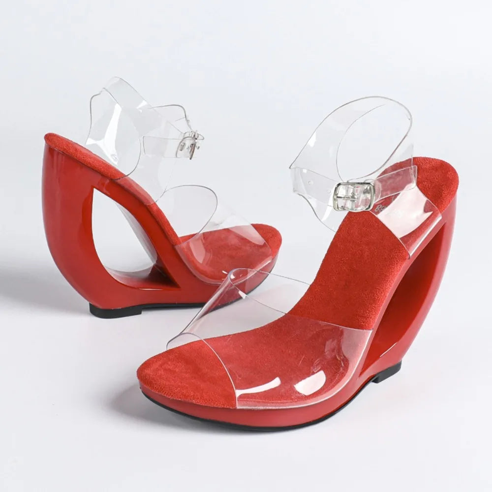 Eilyken – sandales transparentes en PVC pour femmes, design d'été, à la mode, avec sangle à boucle, talons hauts, chaussures de fête de mariage