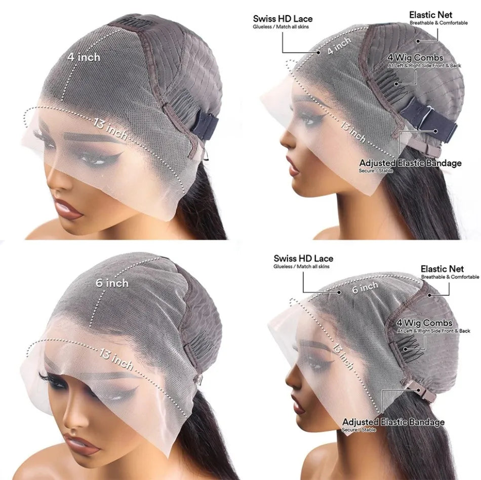 Perruque en cheveux humains raides 99J bordeaux, lace front HD 13x6, wig rouge colorée, pré-épilée, cheveux brésiliens, lace transparente frontale.