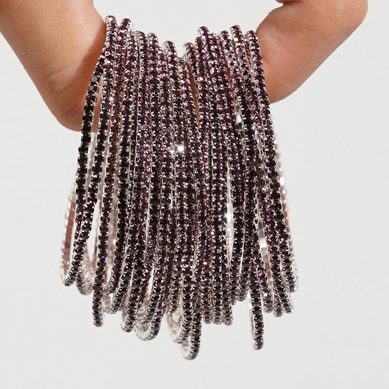 Bracelet élastique en strass et cristal pour femmes, 5 pièces, extensible, empilable, classique, bijoux quotidiens pour femmes