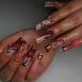 Faux Ongles Longs Bruns N64.Glitter Ballet Wearable, Design Français, Presse Complète sur Nail Ins, Nail Tips Art, 24Pcs