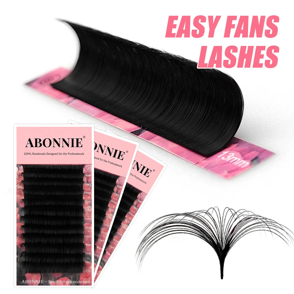 Extensions de cils Abonnie Cashmere Easy Fan Lashes, fans de cils méga volume toutes tailles, fournitures pour la beauté des yeux
