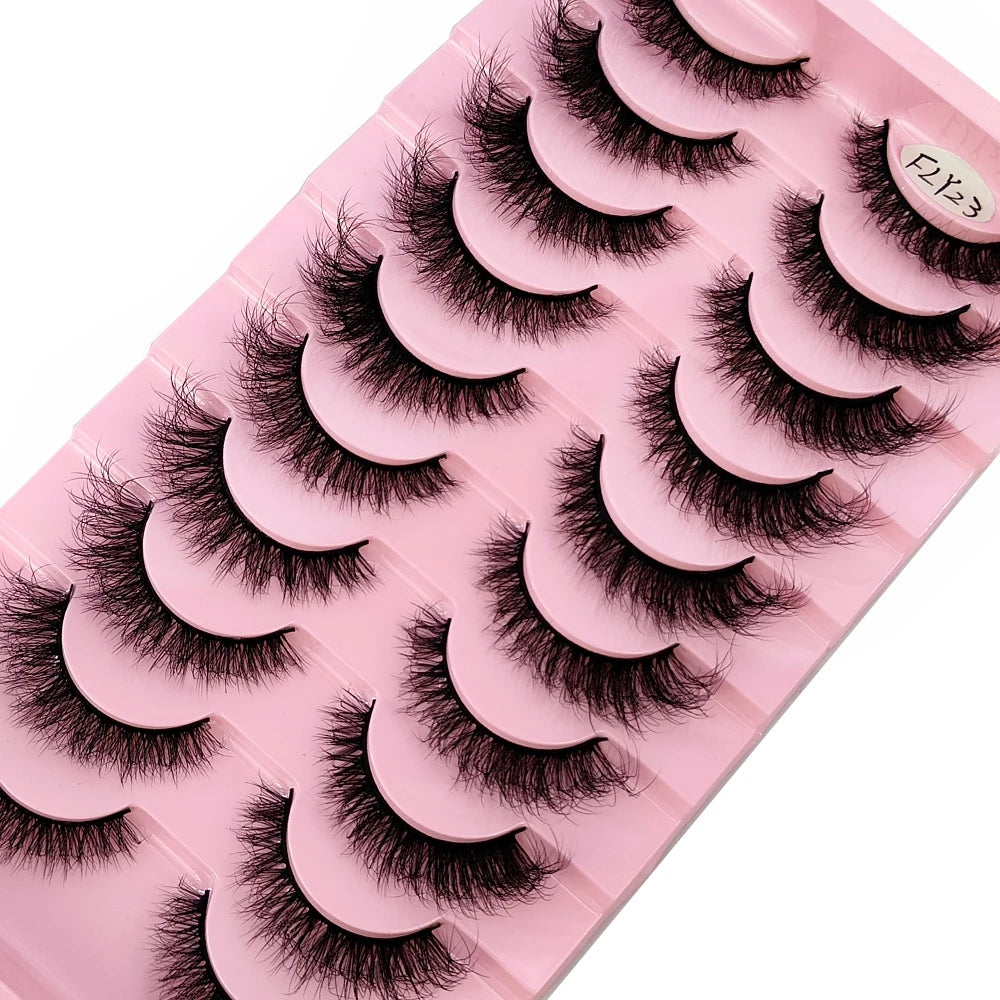 10 paires de vison croisée simulation handmade false cils cils maquillage nude naturel 3D yeux bouclés en désordre