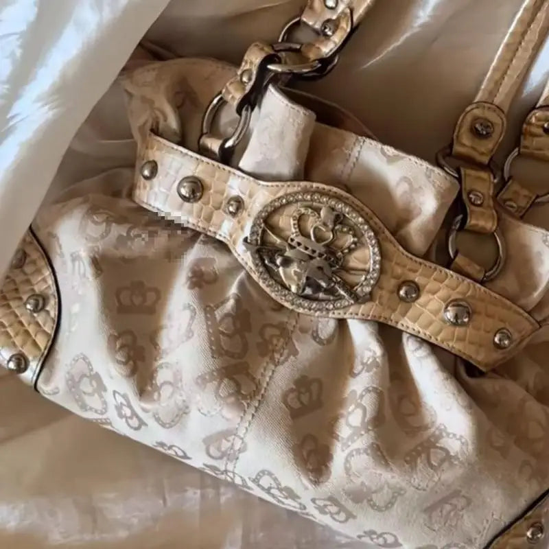Sac sous le bras Sweet Cool style Y2K, sac cabas à bandoulière en cuir PU, grande capacité, pour femmes, esthétique fairycore, sac à main chic et tendance.