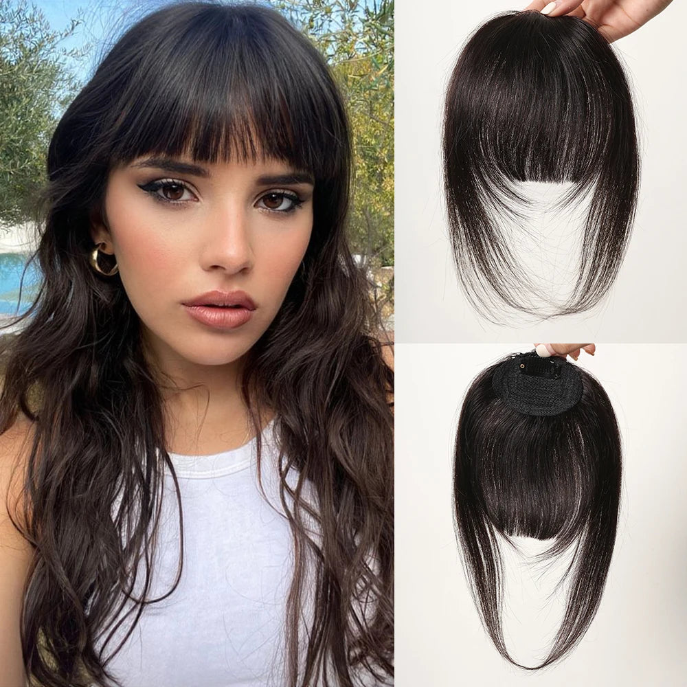 100% cheveux humains frange Clips dans Air frange frange postiche pour femmes platine blond Remy cheveux humains frange Extension de cheveux 4.5 pouces