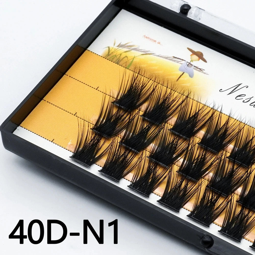 Faisceau de cils 1 boîte / 60 faisceaux de cils individuels naturels 40D / 30D faisceau de cils faits à la main 3D russe vison Cilia