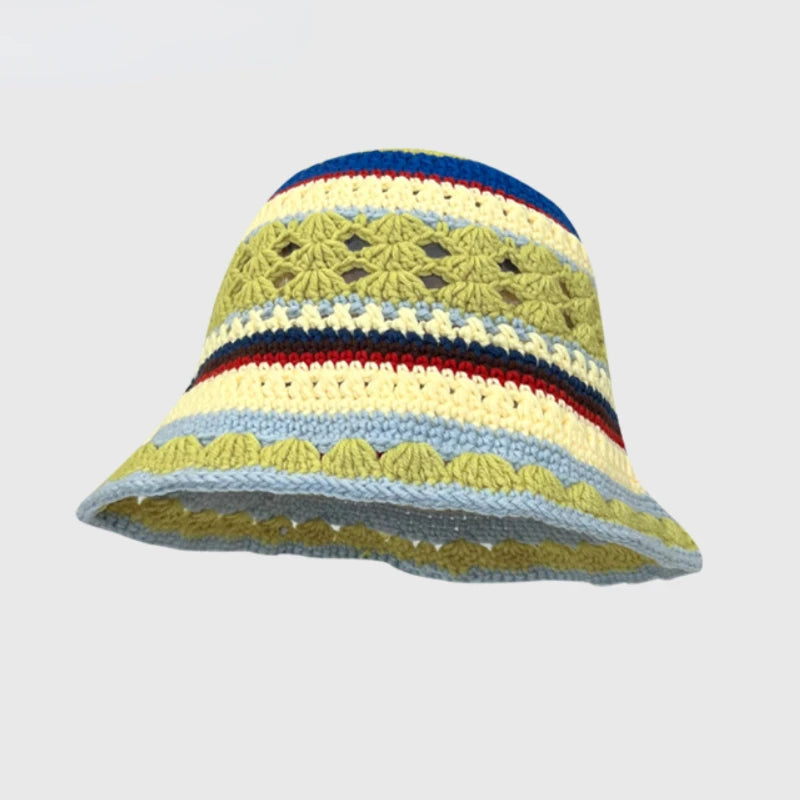 Chapeau seau coréen fait à la main au Crochet pour femmes, tissage tricoté, mode fleurs Y2k, bonnet de bassin, nouvelle collection automne hiver