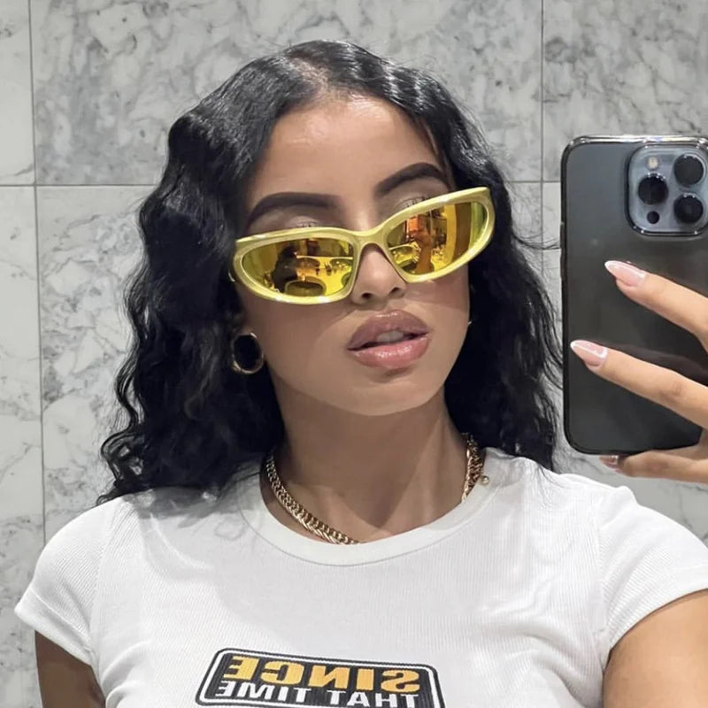 Lunettes de soleil carrées vintage pour femmes, lunettes de soleil de créateur de marque, nuances féminines, miroir rétro punk, petit cadre