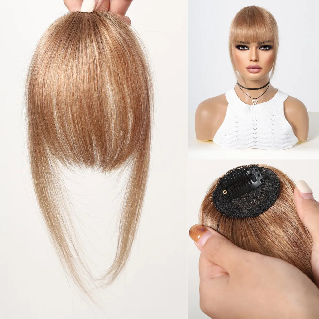 100% cheveux humains frange Clips dans Air frange frange postiche pour femmes platine blond Remy cheveux humains frange Extension de cheveux 4.5 pouces