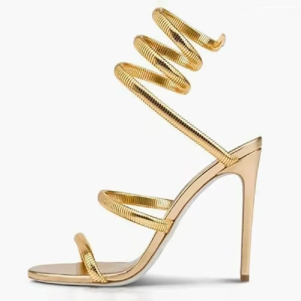 Eilyken-Sandales à bande étroite pour femmes, style de rue, sangle de rinçage, Parker ouvert, talons hauts fins, strip-teaseuse, chaussures de banquet sexy, été