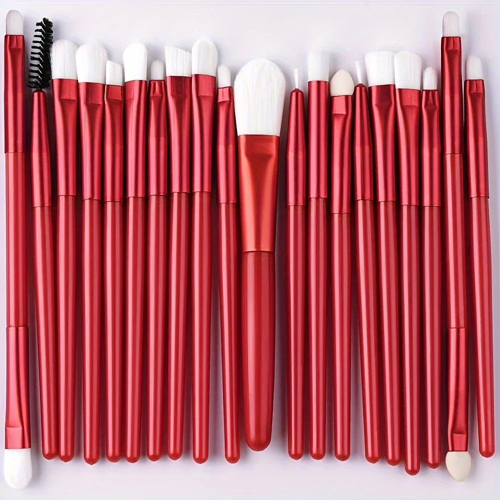 Ensemble de pinceaux de maquillage 20 pièces Kit de pinceaux doux et moelleux pour les yeux Ombre à paupières Fond de teint Poudre Enlumineur Mélange Outil de beauté Débutants