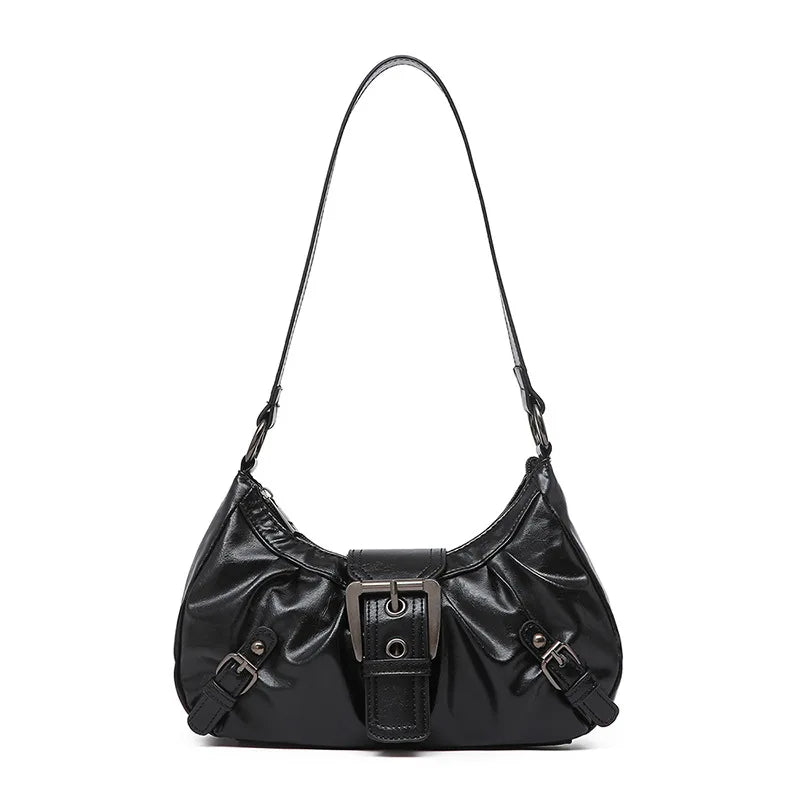 Sac à bandoulière en cuir vintage style Maillard rétro, petit sac tendance Y2K style Wasteland pour femme, collection Printemps 2026