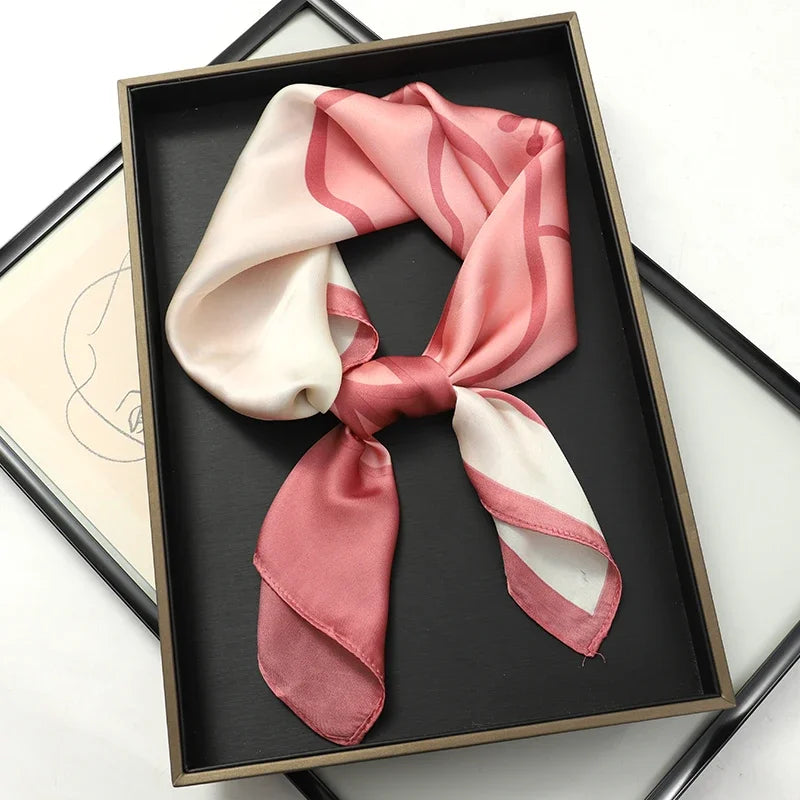 Écharpe Pashmina en soie imprimée pour femmes, châle carré, bandeau décoratif, Design de luxe, Bandana, nouvelle mode 70x70cm, 2026