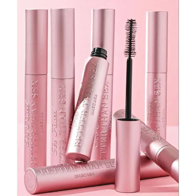 TooFaced BetterThanSex mascara imperméable à l'eau pour les grands yeux, maquillage lisse, nourrissant, résistant à la transpiration, touffu, long volume, rose, aluminium, 8ml
