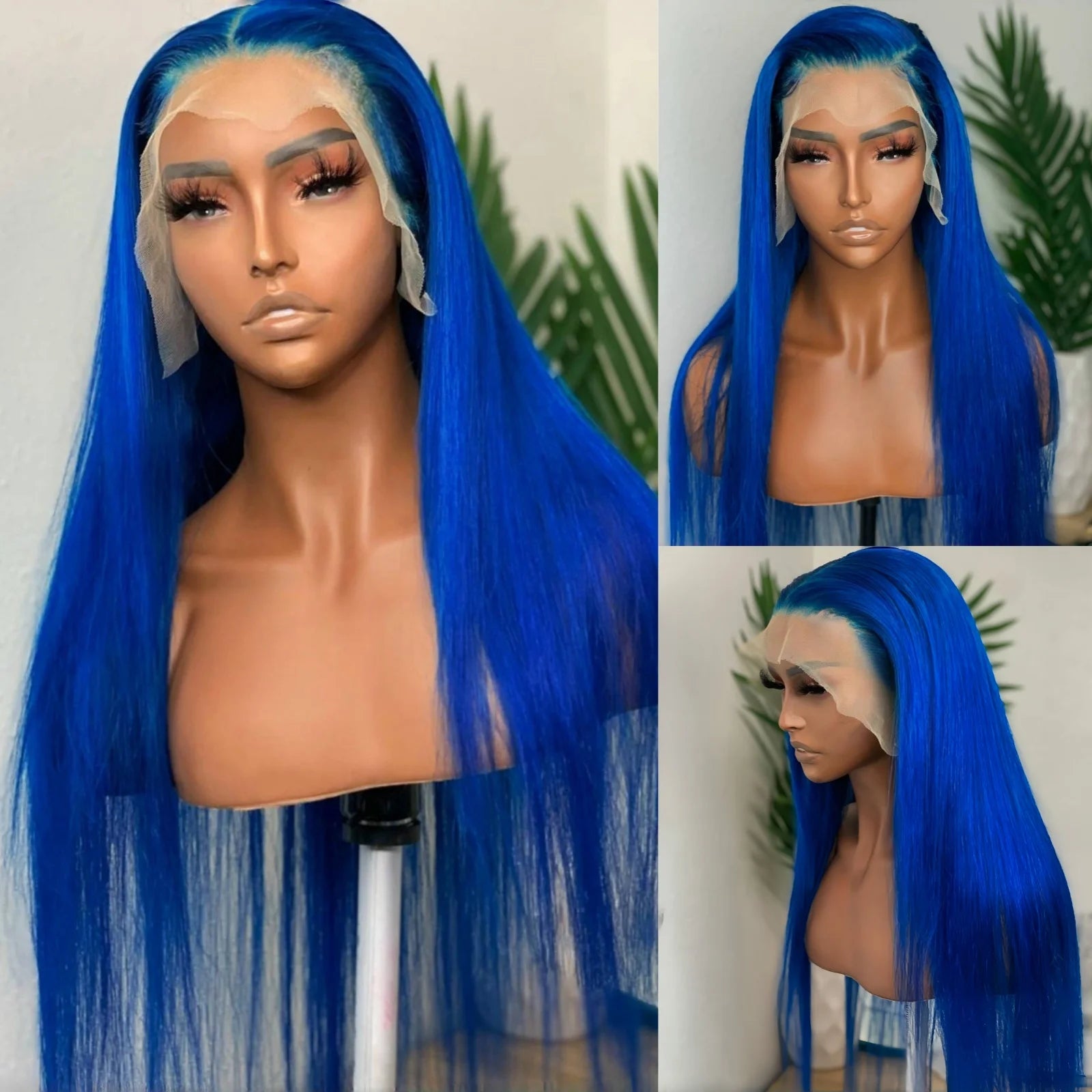 Perruque synthétique longue de couleur vert foncé avec lace frontale 13x4 pour un rendu plus naturel au niveau de la ligne des cheveux. Sa texture lisse et sa couleur originale apportent un style audacieux. Fabriquée en fibre résistante à la chaleur.