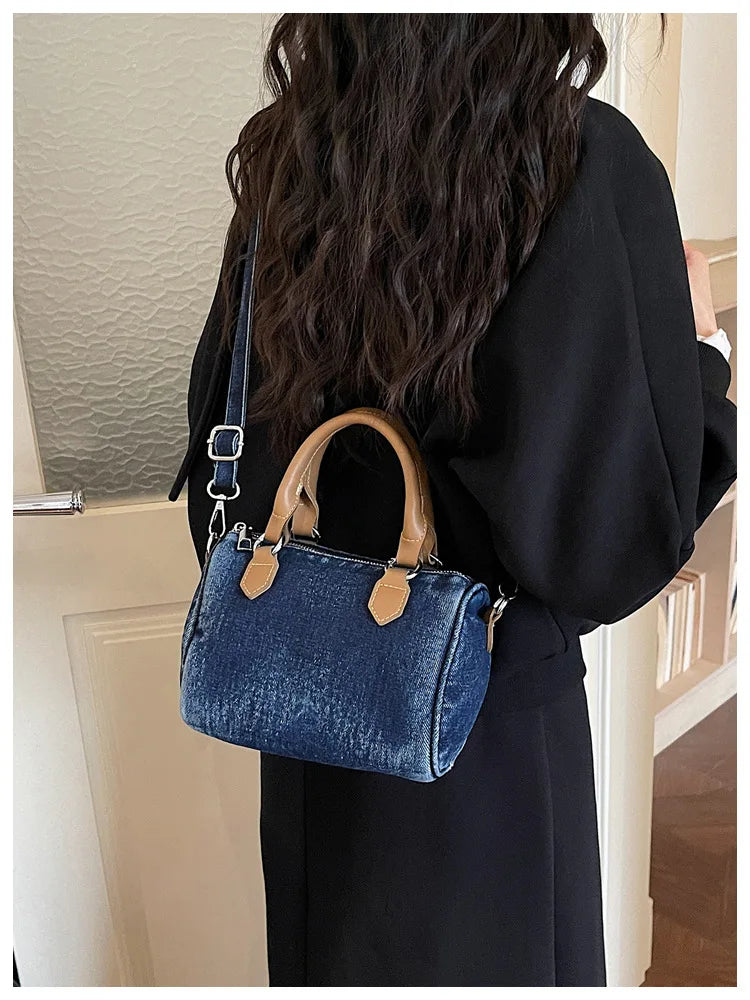 Sac bandoulière classique en jean délavé de haute qualité, sac à main décontracté à porter sous le bras, style coréen, sac de transport pour le quotidien