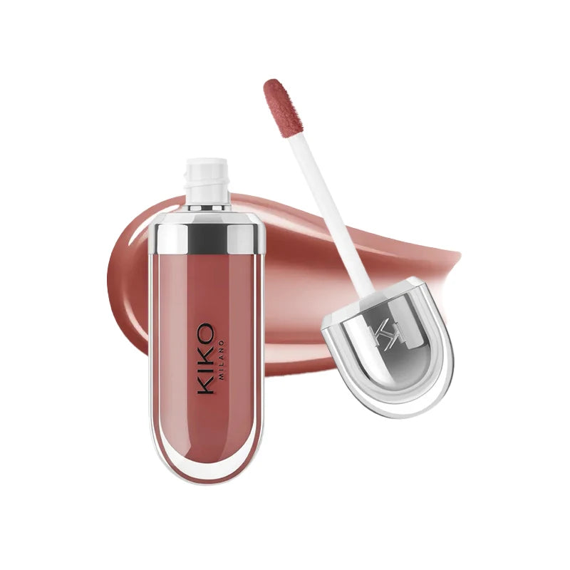 Kiko Original Gloss à lèvres effet miroir 3D, waterproof, longue tenue et anti-transfert, couleur douce couleur pâte de haricot, rouge brillant fin et charmant