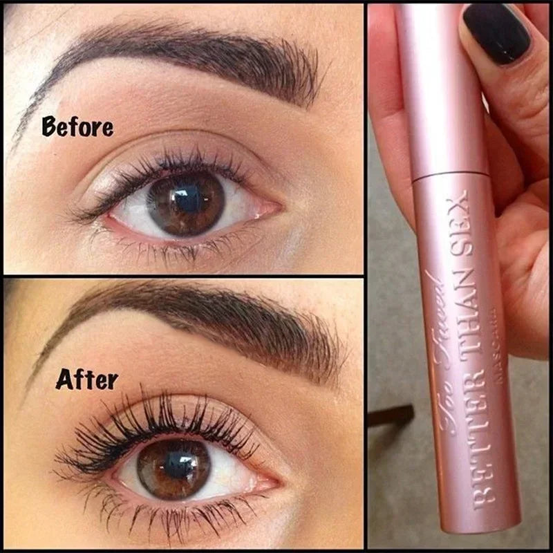 TooFaced BetterThanSex mascara imperméable à l'eau pour les grands yeux, maquillage lisse, nourrissant, résistant à la transpiration, touffu, long volume, rose, aluminium, 8ml