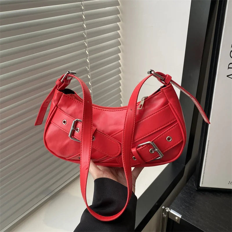 Sac à bandoulière vintage Y2K en cuir PU pour femme, petit sac bandoulière, sac sous le bras tendance pour femme, pochette et sac à main