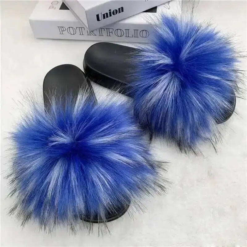 Chaussons d’été pour femme, mules fourrées d’intérieur. Tongs plates en peluche, sandales confortables et moelleuses pour femme, chaussures d’intérieur décontractées et douces pour la maison.