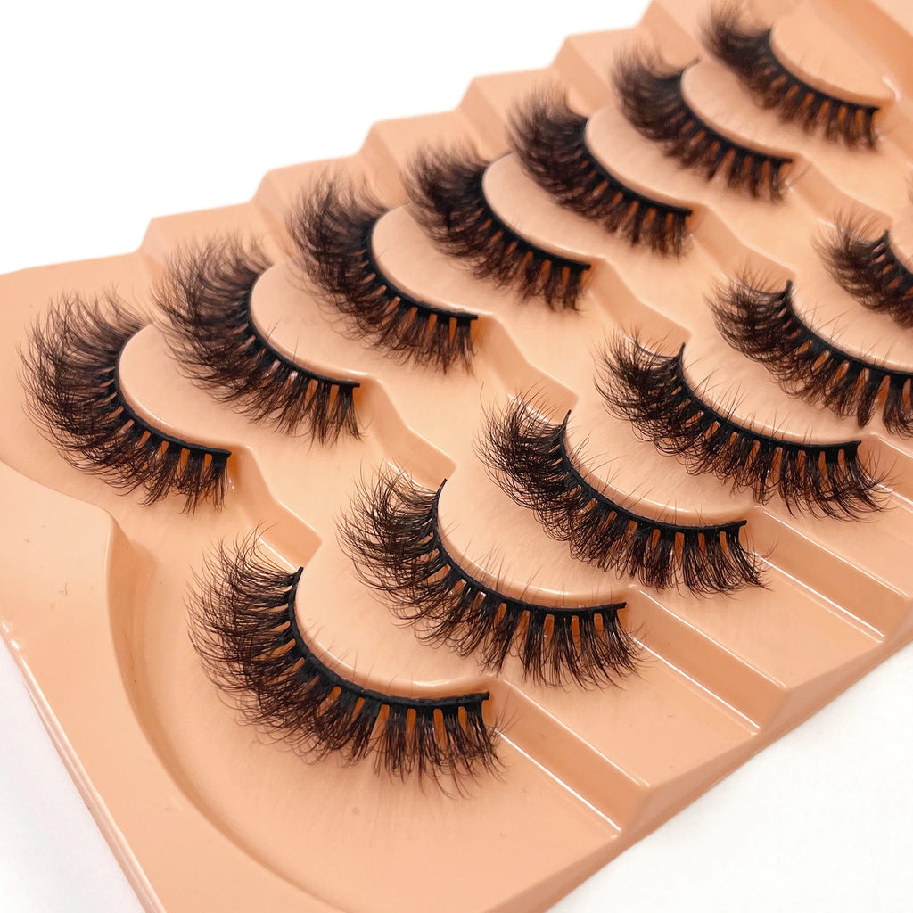 Nouveau 7 paires de faux cils épais, simulation 3D en fourrure de vison, faux cils dramatiques, vente en gros, fabrication de faux cils pleine ligne
