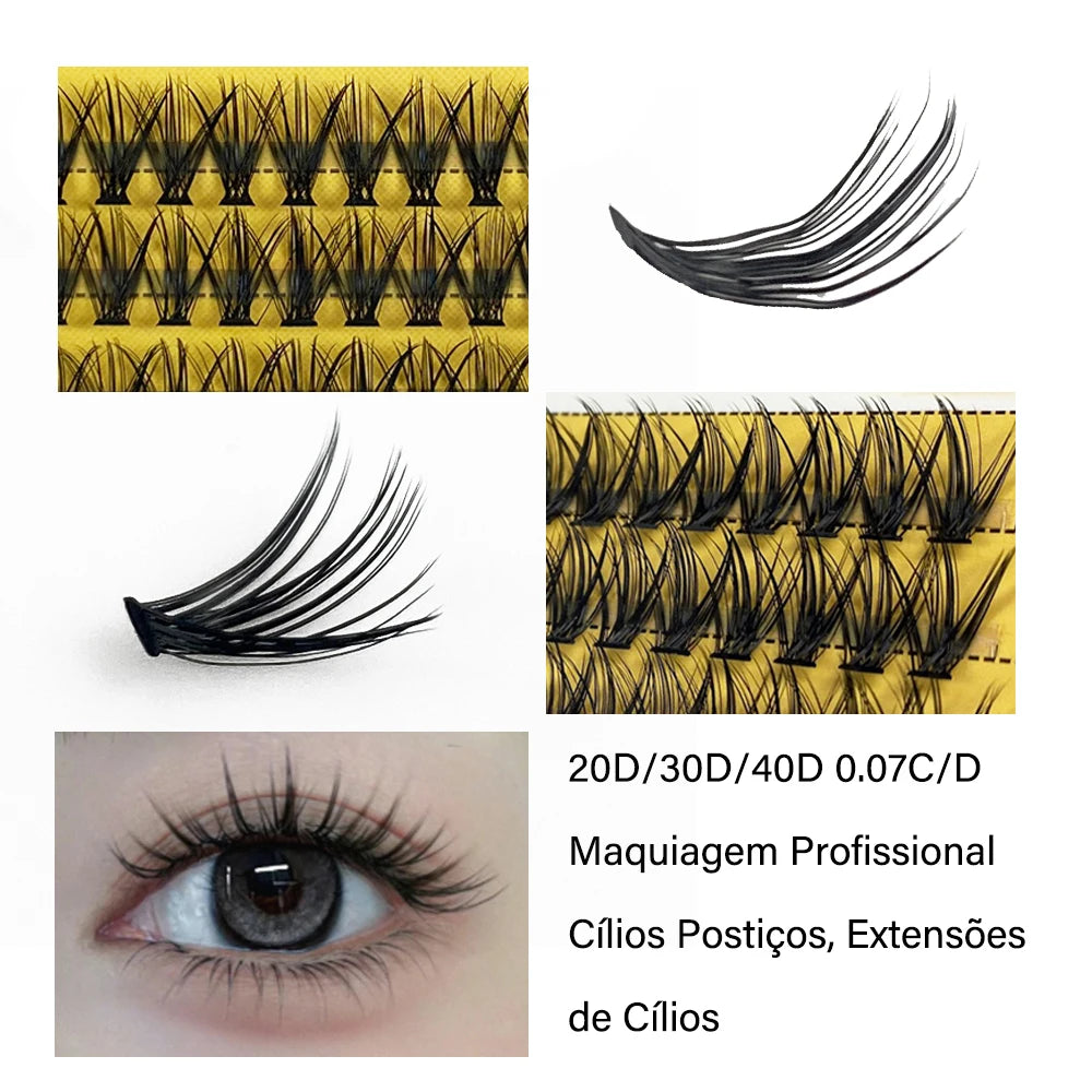 Extensions de cils en vison 20D/30D, 1 boîte/60 bouquets, extensions de cils naturels 3D russes, grappes de cils individuels, outils de maquillage, cils, cilia
