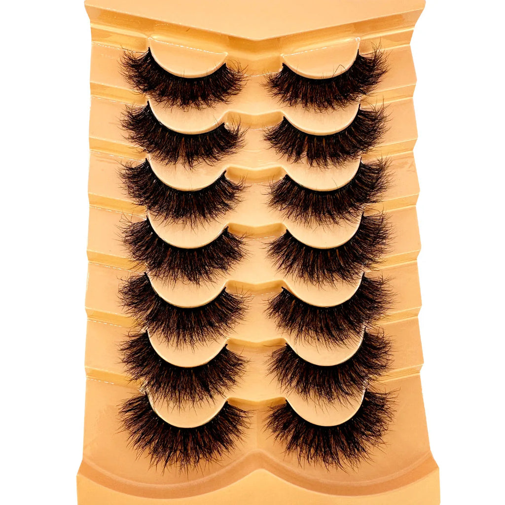 Nouveau 7 paires de faux cils épais, simulation 3D en fourrure de vison, faux cils dramatiques, vente en gros, fabrication de faux cils pleine ligne