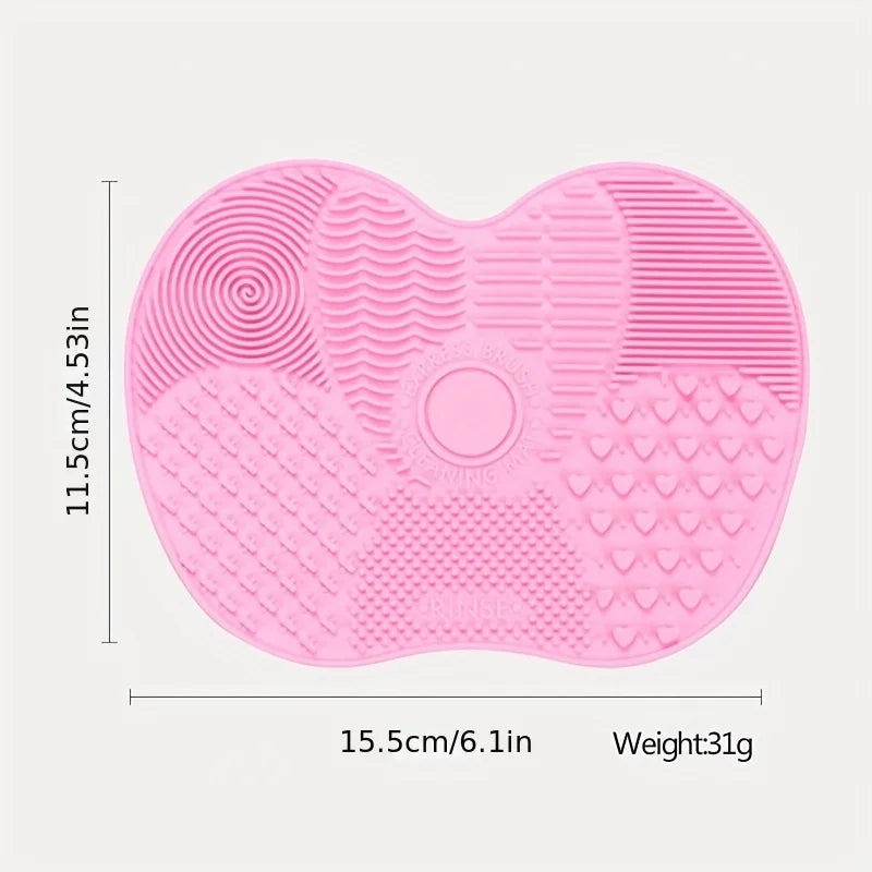 Tampon de nettoyage de brosse de maquillage en forme de pomme en Silicone, 1 pièce, avec ventouse pour un nettoyage efficace des outils cosmétiques