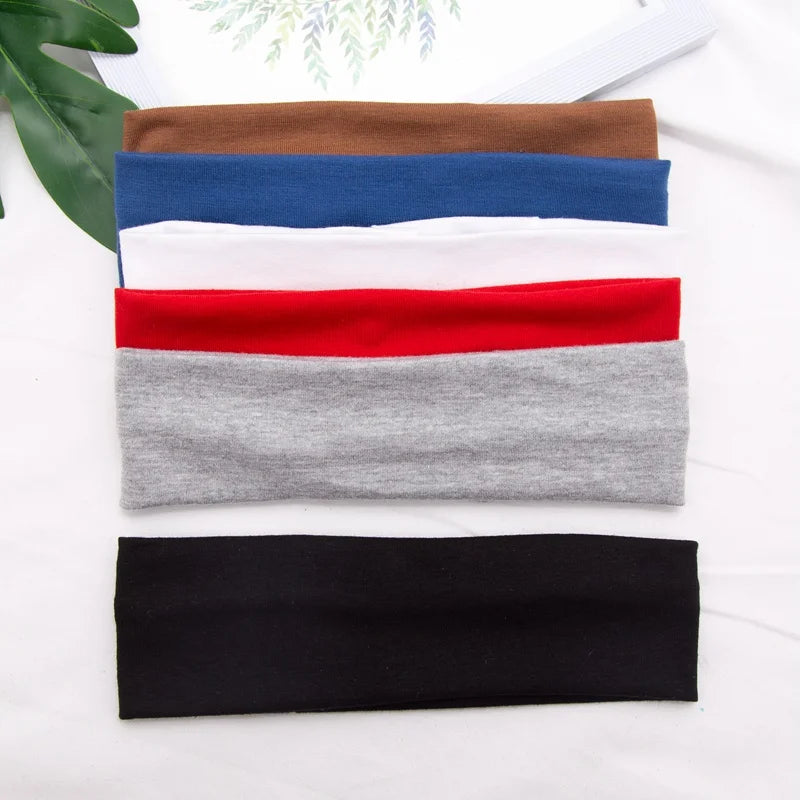 Bandeau élastique en coton, bandeaux à la mode pour femmes et hommes, solide, course à pied, Fitness, Yoga, extensible, maquillage, accessoires pour cheveux
