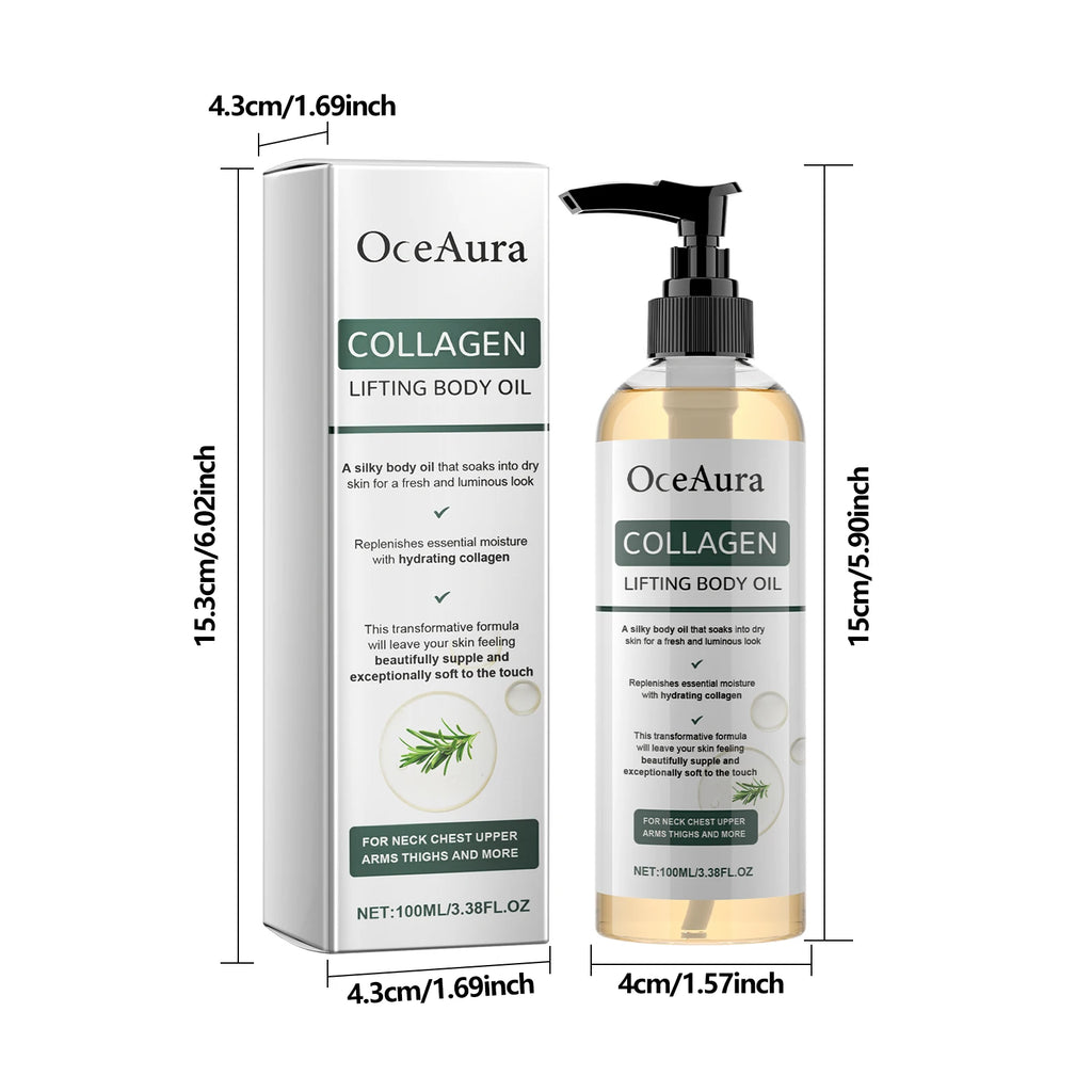 Huile corporelle raffermissante au collagène, hydratation en profondeur, raffermissante pour bras, ventre et extrait de graisse, huile essentielle de Massage pour la peau du corps entier, 100ml