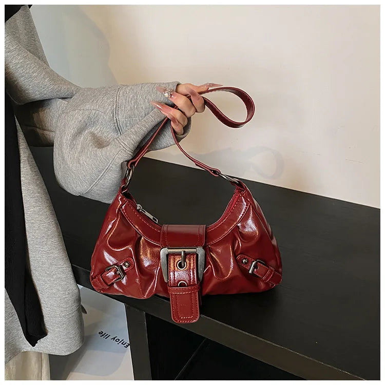 Sac à bandoulière en cuir vintage style Maillard rétro, petit sac tendance Y2K style Wasteland pour femme, collection Printemps 2026