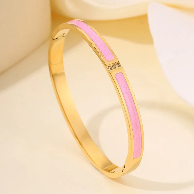 ZAKOL nouveau Buling rose cristal zircone Bracelet en acier inoxydable pour les femmes polyvalent empilable bijoux étanche Bracelet cadeau