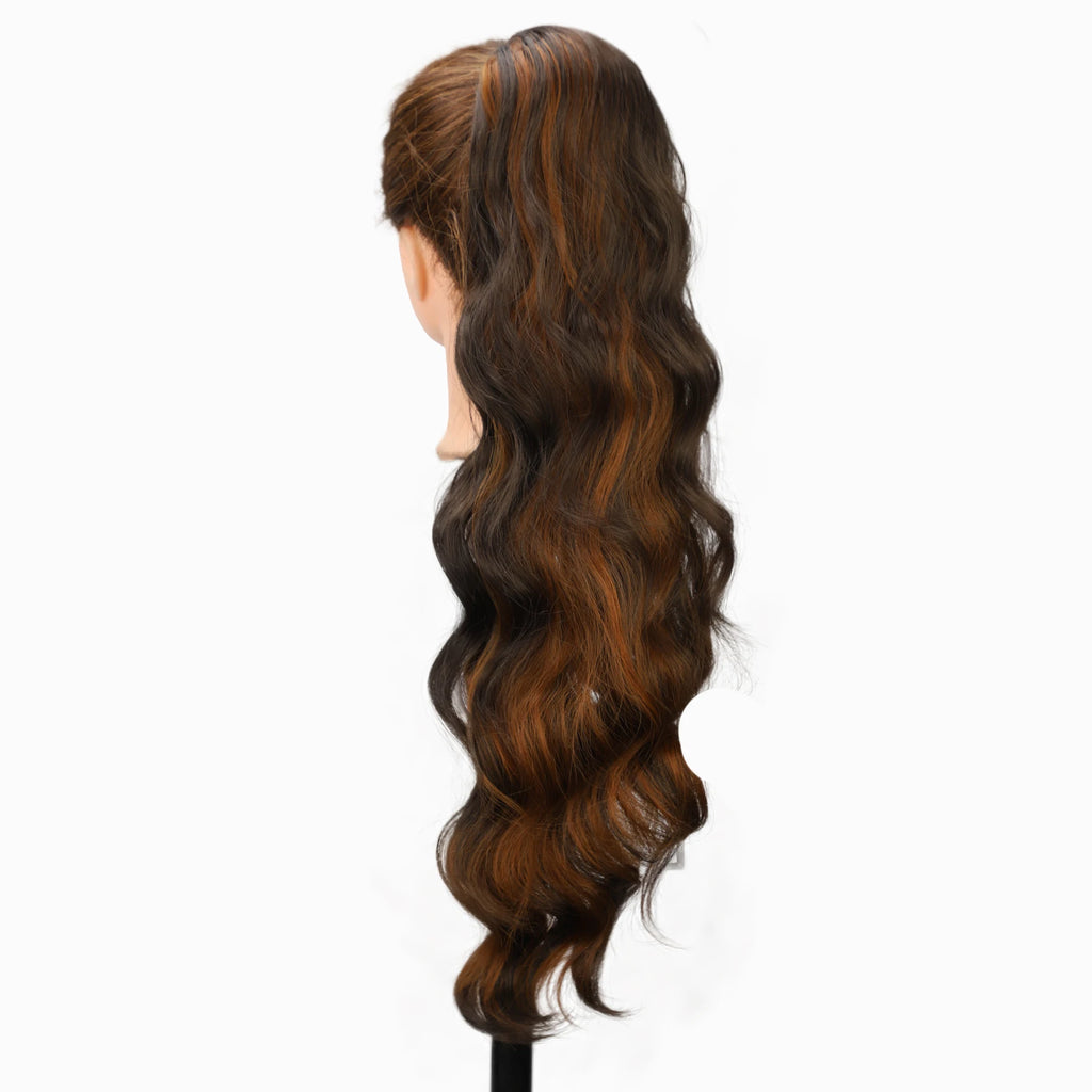 Extension de Cheveux Queue de Cheval Ondulée pour Femme, 24 Pouces, Longue Ondulation, Proximité Wstring, réinitialisation en Queue de Cheval Rouge, Fausse Queue de Cheval, Postiche
