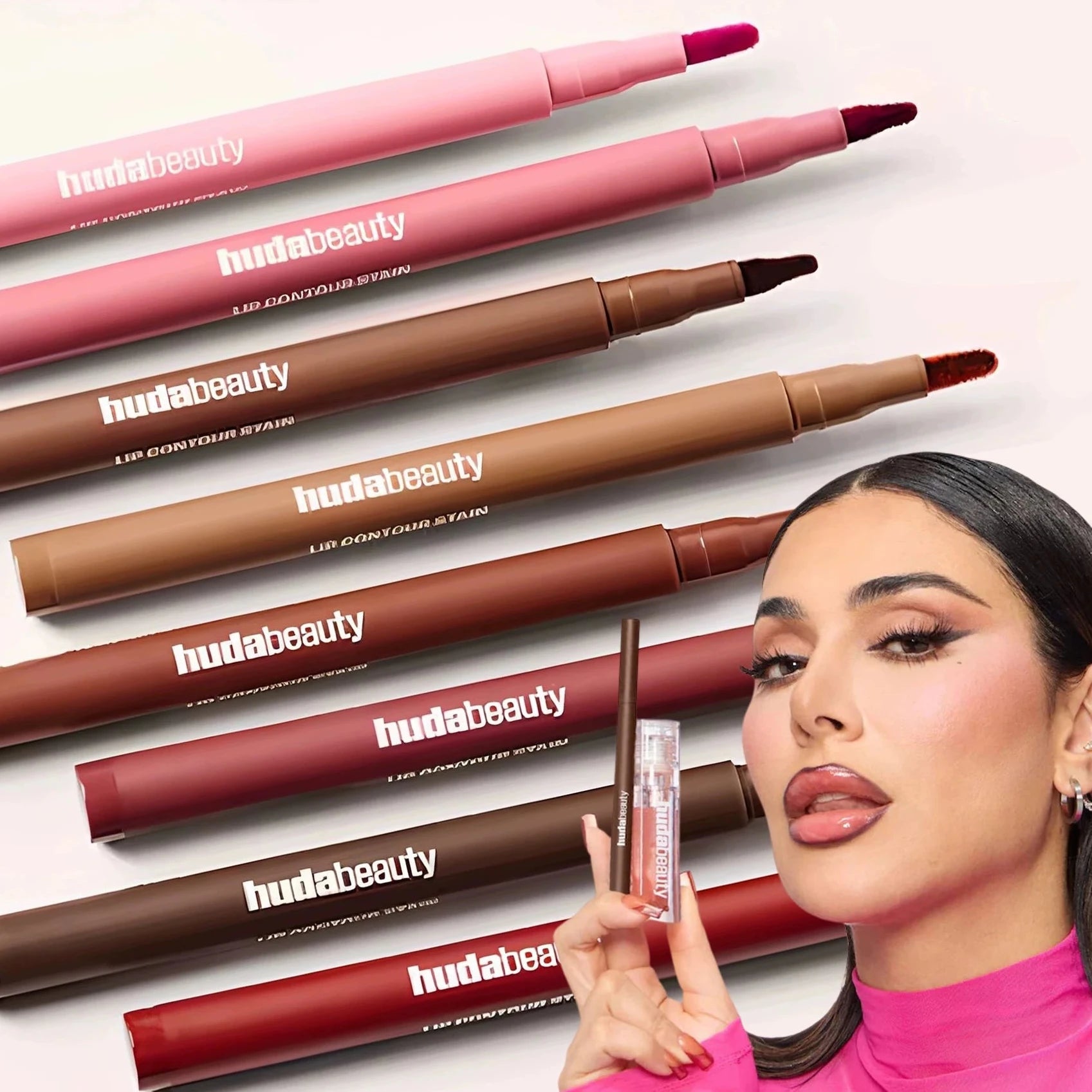 Crayon à lèvres HudaBeauty velours marron, couleur chair, mat, imperméable, tasse antiadhésive, rouge cerise, stylo de Contour des lèvres, maquillage pour femmes