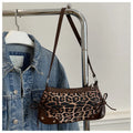 Nouveau sac sous le bras tendance, sac à bandoulière pour femmes, sac à main avec double nœud doux, sac pour dames, style rétro, sac à épaule féminin à motif léopard.