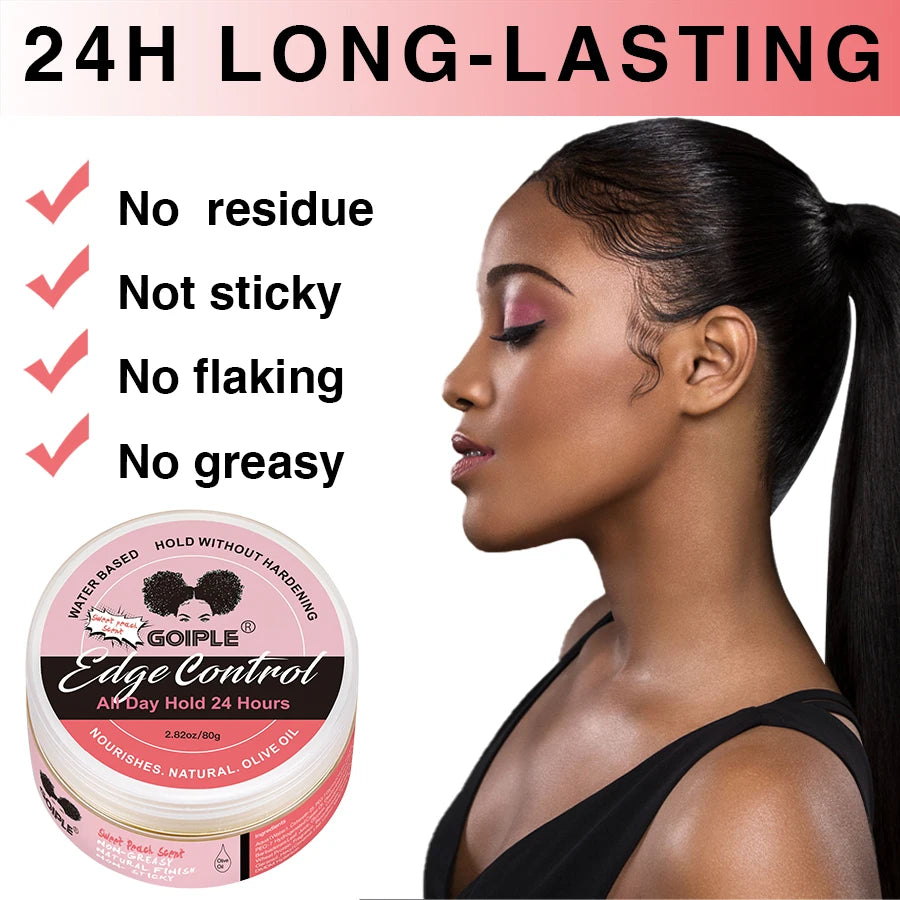 Gel de contrôle des bords à tenue supplémentaire, 80g, pour perruque 4c, 24 heures, Gel de contrôle longue durée, bord non gras, lissant, cire coiffante