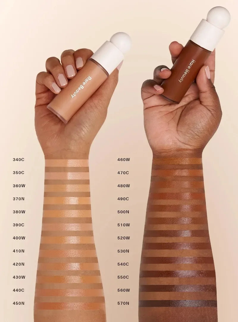fond de teint Rarebeauty au toucher liquide, beauté rare, couvre naturellement les défauts, les cernes, les taches de rousseur, l'acné, Base hydratante, maquillage