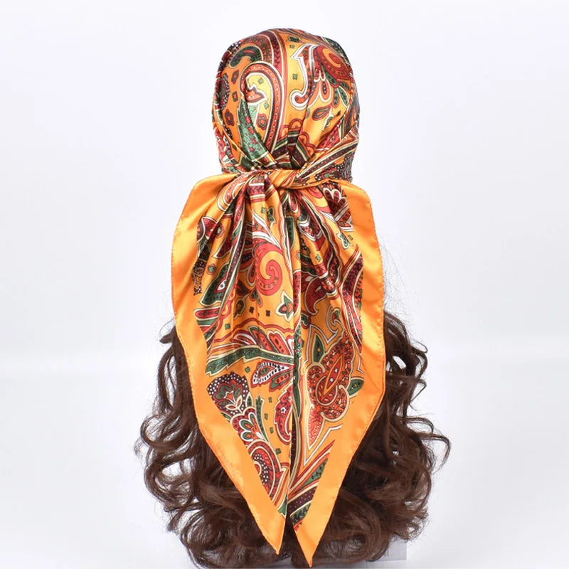 Foulards en soie de haute qualité pour femmes, Hijab carré en Satin, mouchoir uni, châles enveloppants de tête, bandeau féminin, Bandanna islamique
