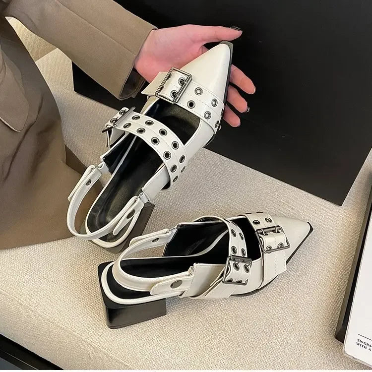 Sandales pour femmes femmes pointu Rivet chaussures simples 2025 été ballerines antidérapantes femmes plate-forme femmes sandales Zapatos De Mujer