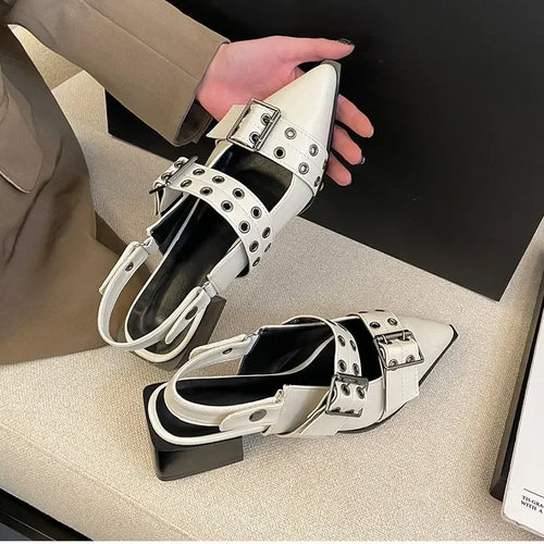 Sandales pour femmes femmes pointu Rivet chaussures simples 2025 été ballerines antidérapantes femmes plate-forme femmes sandales Zapatos De Mujer
