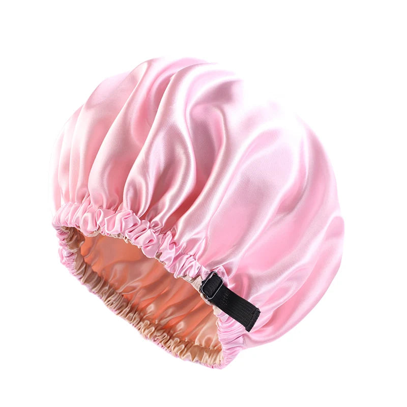 Bonnet en Satin pour dormir, Bonnet en soie réglable pour cheveux bouclés, Double couche, grand bonnet de sommeil doublé en Satin pour femmes